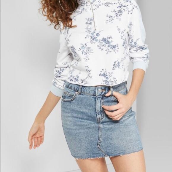 wild fable blue wash 5-pocket denim mini skirt - Picture 1 of 11